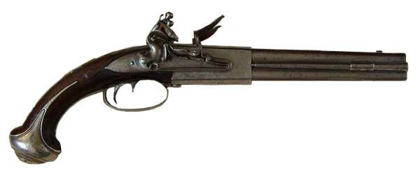 triple barrel flintlock pistol